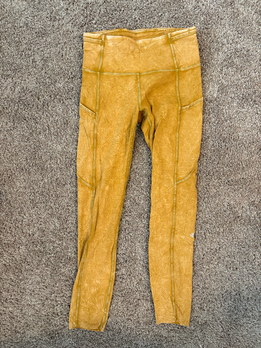 lululemon athletica Mustard Yellow Patterned 7/8 Leggings